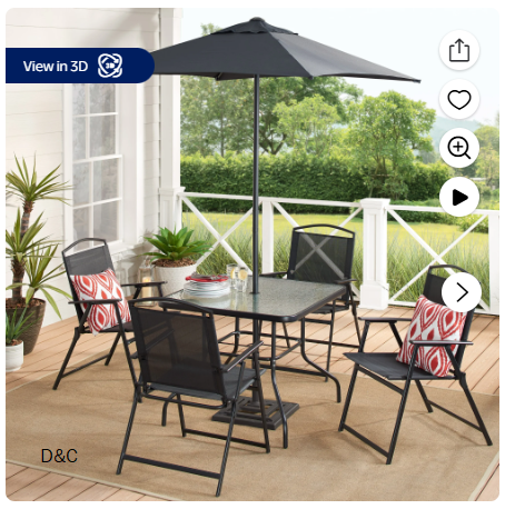 Mainstays Greyson 3-Piece Steel and Sling Folding Outdoor Patio Bistro Set, Black