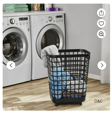 Mainstays 2.6 Bushel Rolling Hamper Black