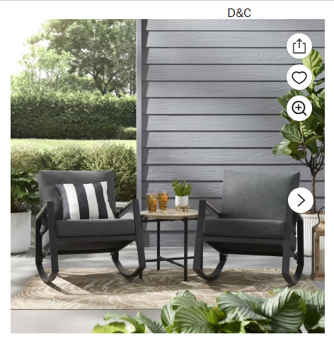 Mainstays Westmont 3-Piece Outdoor Rocker Set, Black