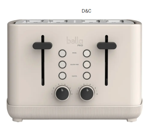 bella PRO – 4-Slice Toaster with Extra Wide Slots – Oatmilk