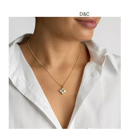 Adornia Gold Tone Adjustable White Mother of Pearl Initial Floral Necklace