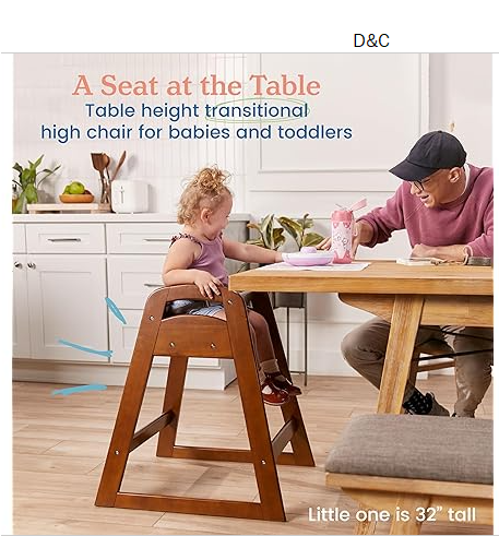 ECR4Kids ASATT High Chair, Toddler Chair, Dark Walnut