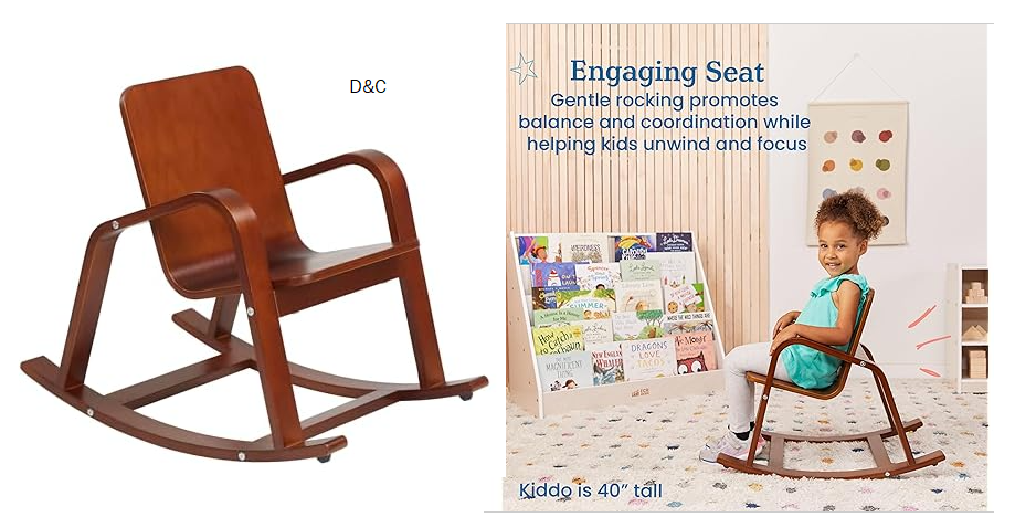 ECR4Kids Bentwood Rocking Chair, Kids Furniture, Dark Walnut