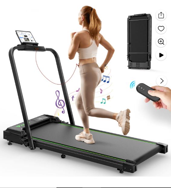 Treadmill 2 in 1 for Home/Office,Patbrela 300 Lbs Walking Pad Treadmill with HandleBar,Under Desk Treadmill with Mat, Touch Control,LED Display & Remote Control