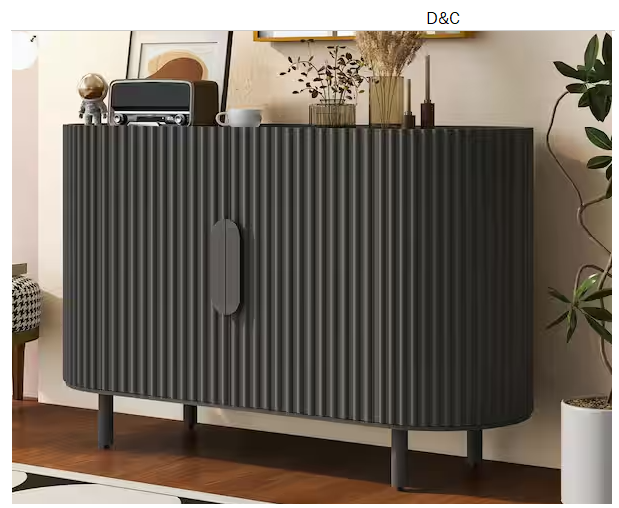 Walnut MDF 47.8 in. Stylish Curved Design Light Luxury Sideboard with Adjustable Shelves