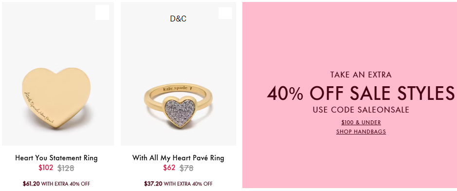 Designer Sale & Clearancekate spade is offering an extra 40% Off