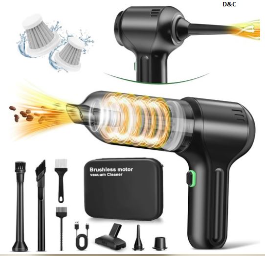 3-in-1 Cordless Car Vacuum: Blow, Suction, Inflate for Home & Car Cleaning