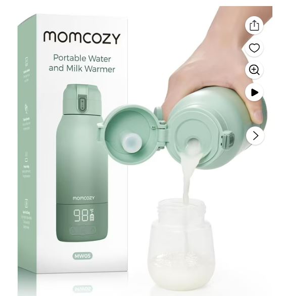 Momcozy Portable Milk Warmer for Travel – Dual Heating Modes for Breast Milk & Water, Portable Bottle Warmer, 17 Ounces