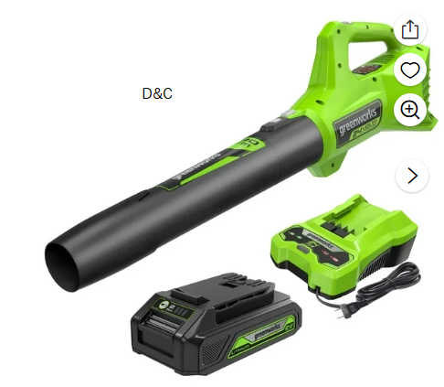 Greenworks 24V Cordless Axial Blower (90 Mph / 320 Cfm) with 2Ah USB Battery & Charger 2415702