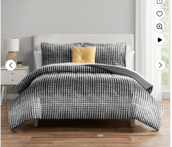 Mainstays Black and White Geo Stripe 10 Piece Bed in a Bag Comforter Set with Sheets, Full