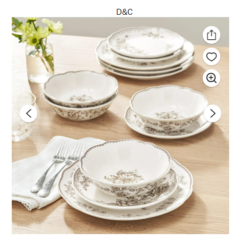 The Pioneer Woman Agatha 12-Piece Stoneware Dinnerware Set, Brown