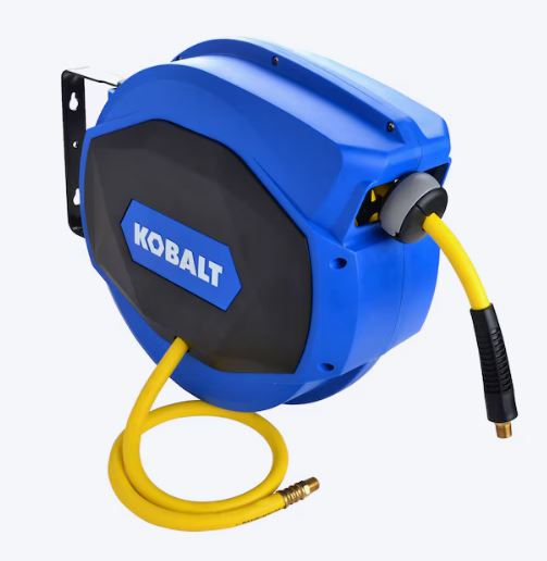 Kobalt Enclosed Retractable Reel w/3/8-in X 50-Ft Poly Hybrid Hose