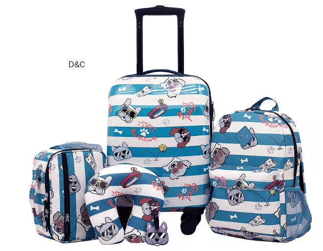 Travelers Club Kid’s 5-Piece Hardside Carry-On Spinner Luggage, Backpack, Lunch Bag, Neck Pillow & Luggage Tag Set