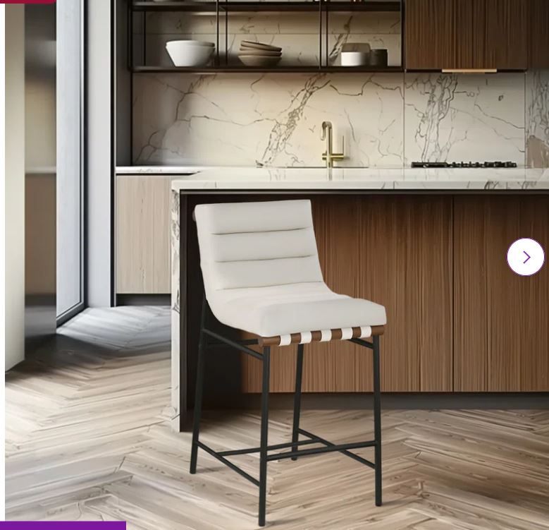 Vincentas Upholstered Counter Stool with Metal Frame