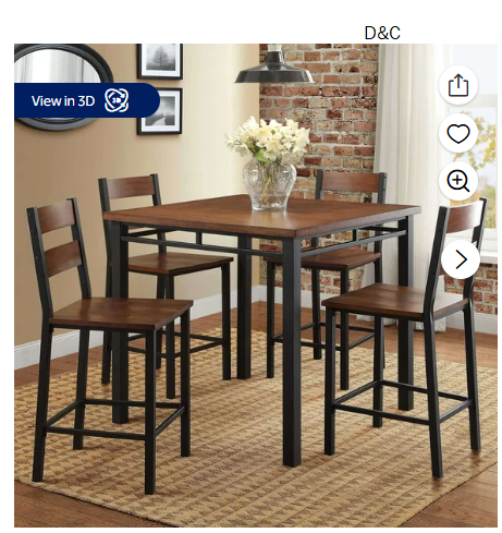 Better Homes & Gardens Austen 5-Piece Counter Height Dining Set, Vintage Oak