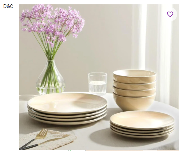 Ellwood 12 Piece Dinnerware Set, Dish Set for 4