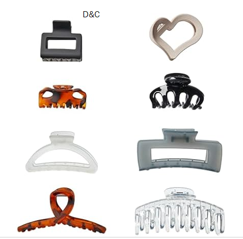 Scunci by Conair 8 piece claw clips set – claw clips for thick hair – hair accessories for women – Neutral Colors