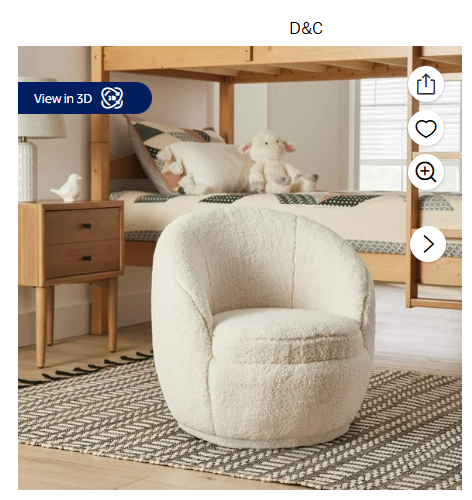 Beautiful Drew Kids Accent Chair by Drew Barrymore, Cream Bouclé Fabric