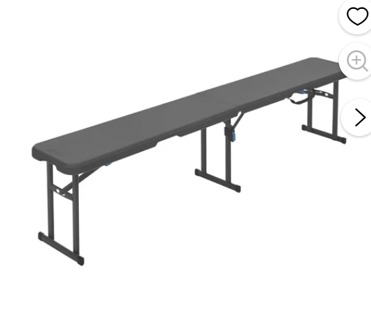 Mainstays 6 Foot Fold-in-Half Bench, Steel Frame, Indoor Outdoor, Includes Carry Handle, Black