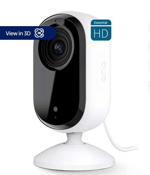 Arlo Essential Indoor Camera HD (2nd Gen) – Wired Security Camera with Privacy Shield, 1 Cam, White VMC2060-1WMNAS