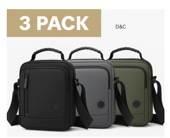 3 Pack Lior Men’s Shoulder Bag Multi functional PU Leather Anti-theft Crossbody Bag