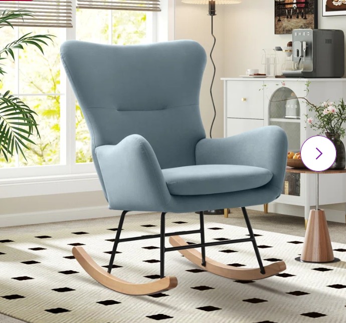 Meno 26”Wide Modern Stylish Upholstered Arms Nursery Rocking Accent Chair
