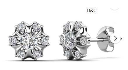 Cate & Chloe Millie 18k White Gold Plated Stud Earrings with Swarovski Crystals Gift for Women