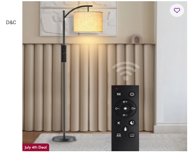 62″ Arched Floor Lamp with Remote Control and Bulb Included