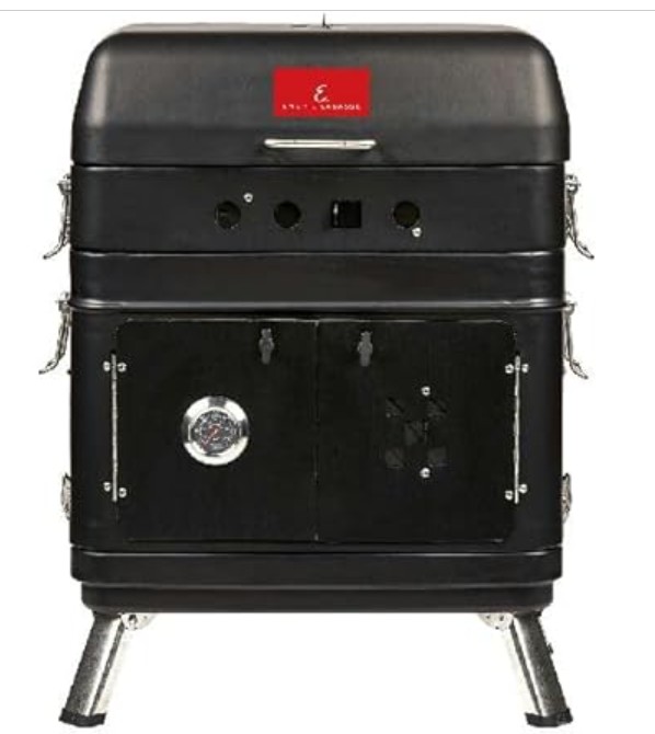Emeril Lagasse SC-01 Southern Cooker, Portable Outdoor Charcoal Grill & Meat Smoker Combo, Slow Cook, Oven Bake, for Backyard Patio, Barbecue & Tailgating, Black
