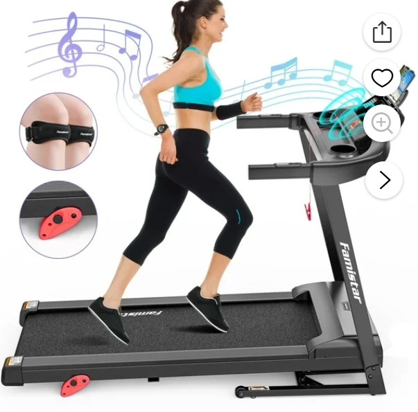 Famistar Electric Folding Treadmill for Home with Adjustable Incline & APP, 7.5MPH Speed, 301lbs, HiFi Bluetooth Speakers, 2.6HP Foldable Compact Treadmill Walking Running Machine