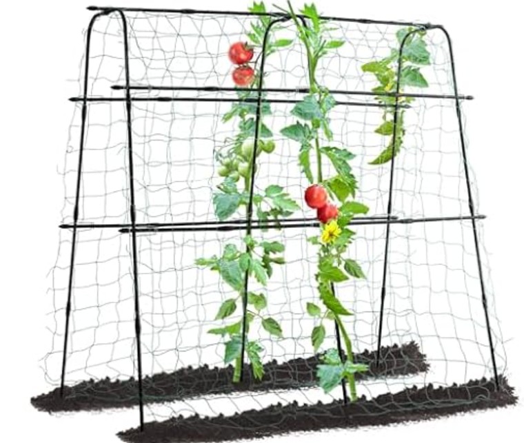 Garden Cucumber Trellis for Climbing Plants Outdoor, 5ft Tall Metal Pea Tunnel A Frame Arch Plant Support Tomato Grape Vegetables Squash Trellis for Raised Bed