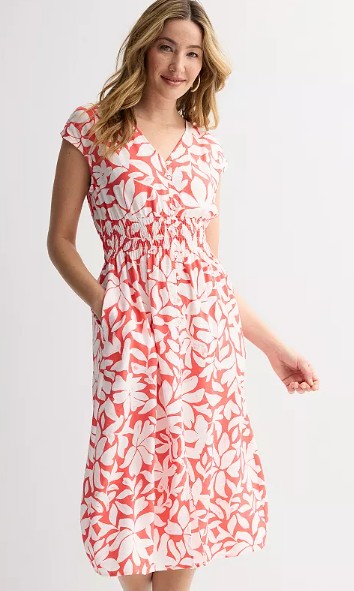 Women’s Sonoma Goods For Life® Smocked Button Front Midi Dress