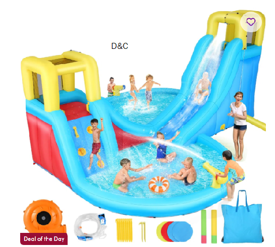 15.4′ x 14.6′ Bounce House with Water Slide and Air Blower
