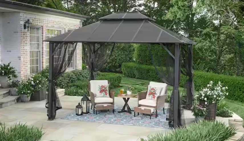 Parksbury 10 ft. x 12 ft. Antique Pewter Hard Top Gazebo
