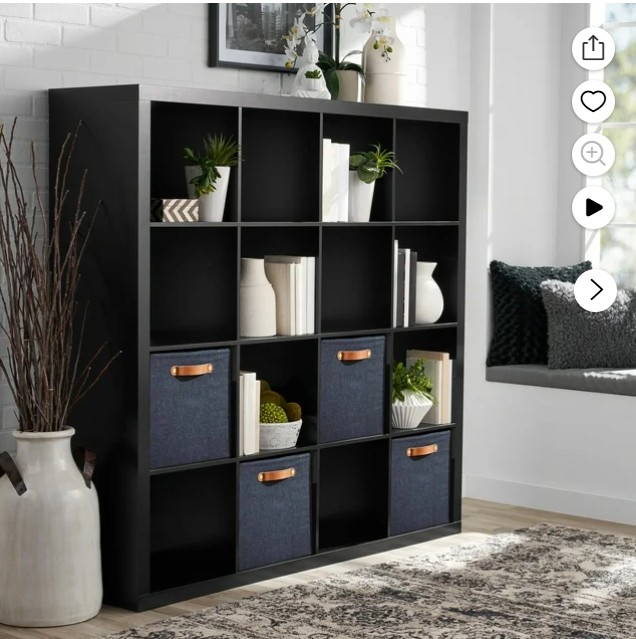 Better Homes & Gardens 16 Cube Storage Organizer, Solid Black