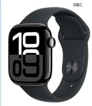 Apple Watch Series 10 GPS 42mm Jet Black Aluminum Case with Black Sport Band – S/M