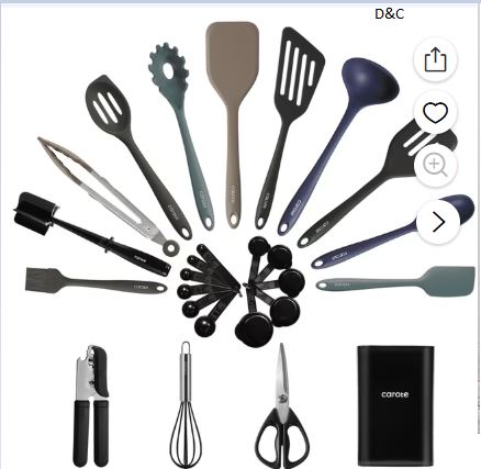 Carote 26pcs Silicone Cooking Utensil Sets with Crock, Dishwasher Safe Utensil for Nonstick Cookware