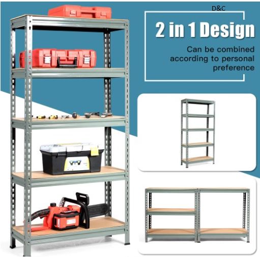 Costway 5-Tier Metal Storage Shelves 60” Garage Rack W/Adjustable Shelves