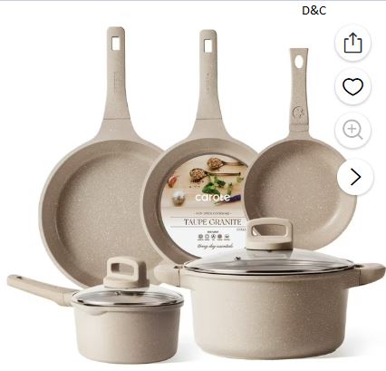 Carote Nonstick Detachable Pots and Pans Set, 6 Pieces Induction Cookware Set