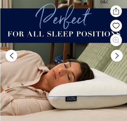 Stearns and Foster Cooling Memory Foam Bed Pillows, 2 Pack, Standard, Adult