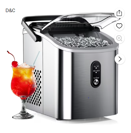 EUHOMY Ice Maker Countertop, Portable Bullet Ice Machine with Self Cleaning, 26 Lbs/24H, Silver