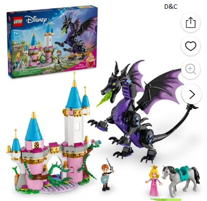 LEGO Disney Princess Maleficent’s Dragon Form Building Set for Kids, Gift for Sleeping Beauty Fans, Disney Princess Castle Toy, 43240