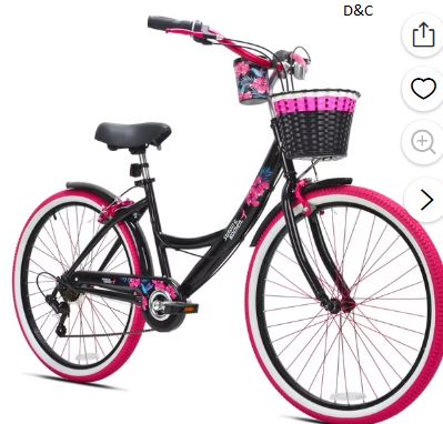 26″ Susan G. Komen Cruiser Bike, Adult, Ages 12+, Black and Pink