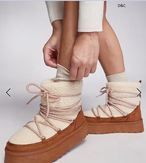 South Beach Borg Lace Up Platform Mini Boot in Chestnut