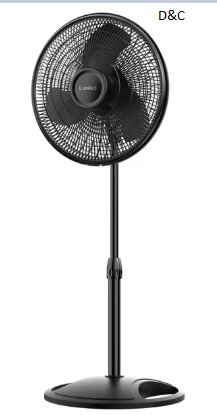 Lasko 16” 3-Speed Adjustable Oscillating Pedestal Fan, Black, S16500 New