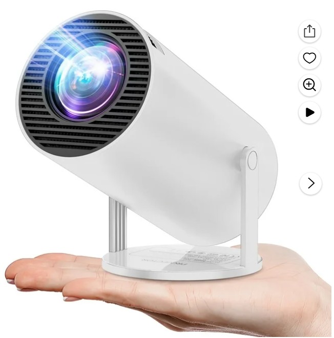 Projector 4K 1080P Support, Mini Projector Smart for Movie Projection Compatible with Phone- White