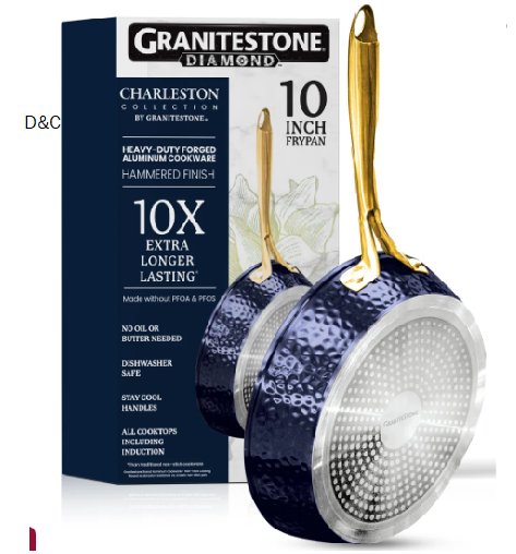Granitestone Charleston Collection Hammered 8” Navy Aluminum Nonstick Fry Pan
