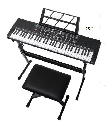 Glarry 61 Keys Keyboard with Piano Stand, Piano Bench, Built In Speakers for Beginners