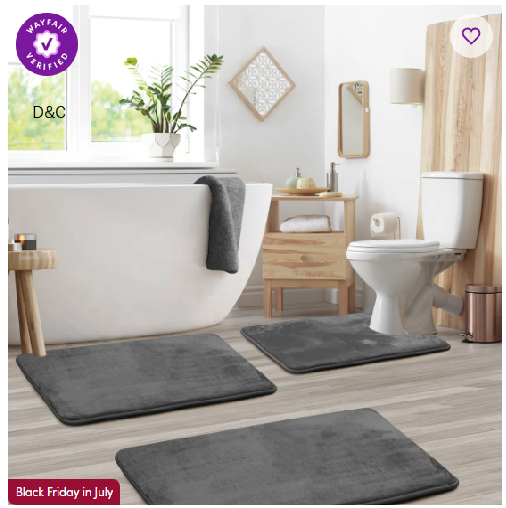 Aighan 3 Piece Ultra Soft and Absorbent Memory Foam Bath Rug Set with Non-Slip Backing