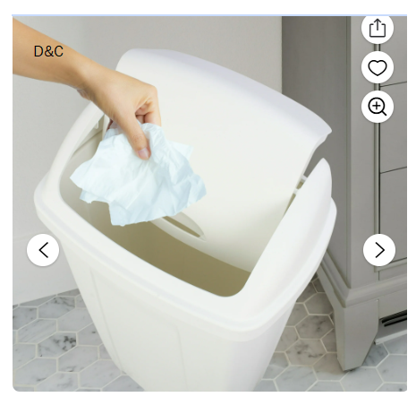 Mainstays Kitchen Trash Can, 13 Gallon, Plastic Swing Top Garbage Bin, White